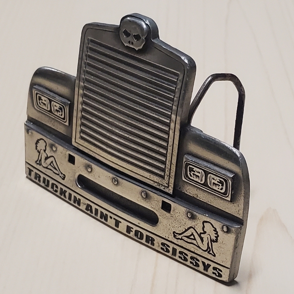 Trucking Aint For Sissys Mud Flap Girl Rockabilly Semi Truck Belt Buckle